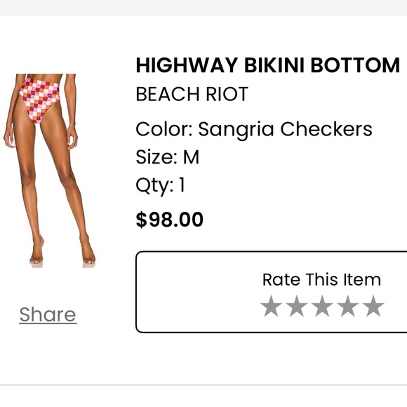 Beach Riot Checkered Highwaisted Bottom - Picture 4 of 4